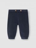 Pantalone velluto blu con elastico caviglia