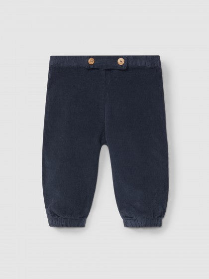Pantalone velluto blu con elastico caviglia