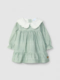 Vestito quadretti verde con collo bianco