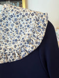 Abito Blu con collo fiorellini