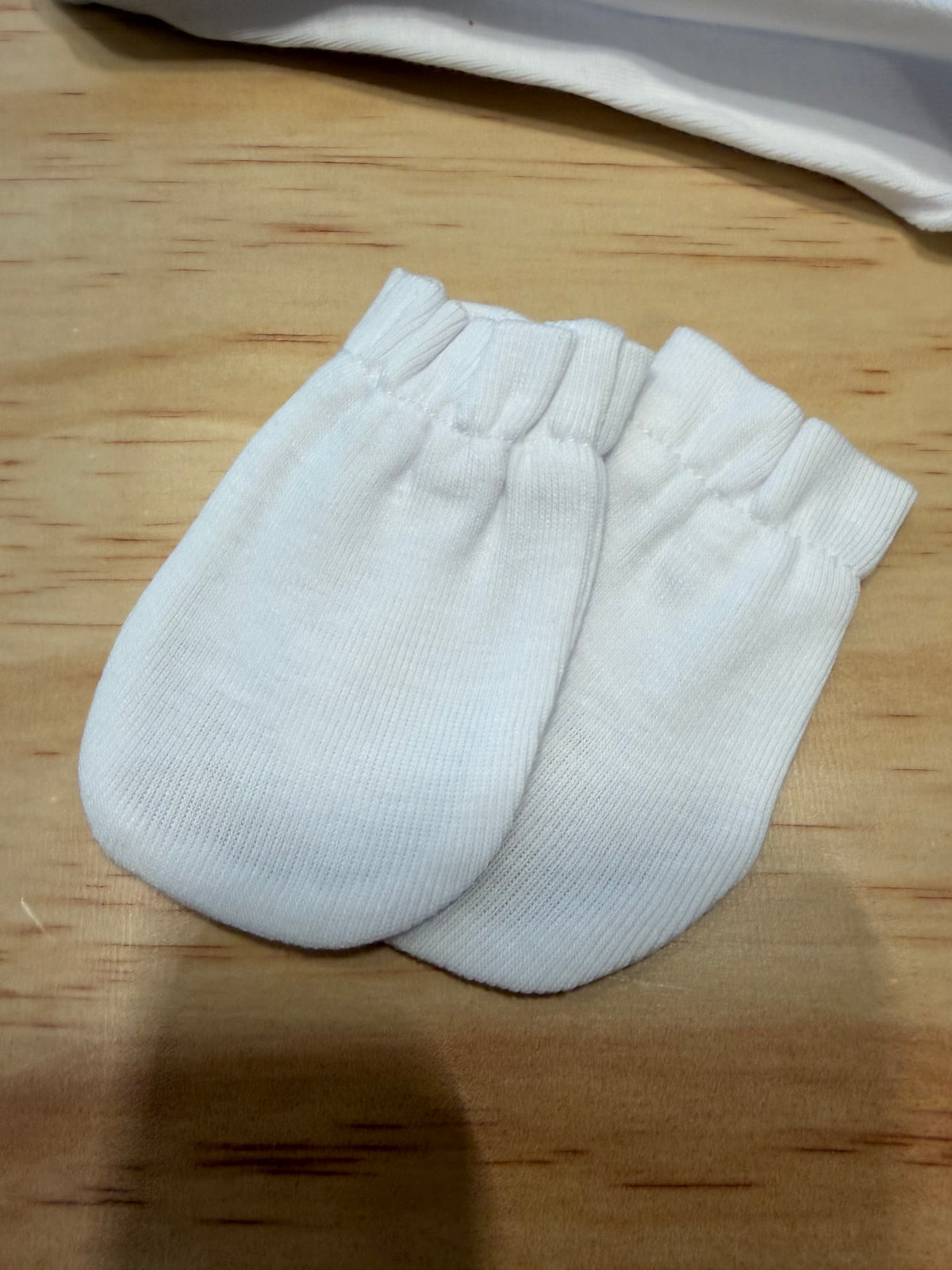 Tris in cotone per nascita con guanti bianco