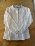 Camicia bianca con collo coreana e filo velluto azzurro