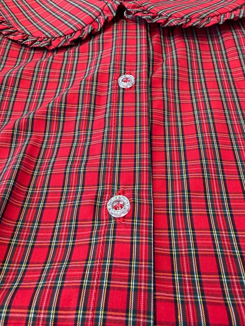 Camicia tartan con collo e bottoni gioiello
