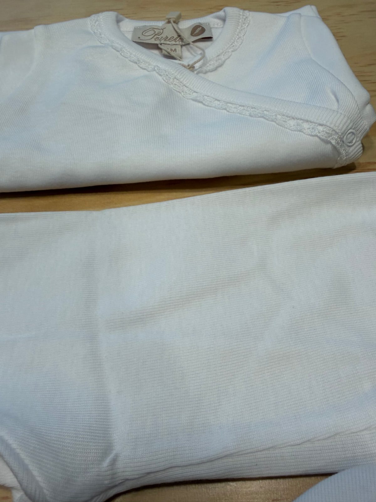Tris in cotone per nascita con guanti bianco