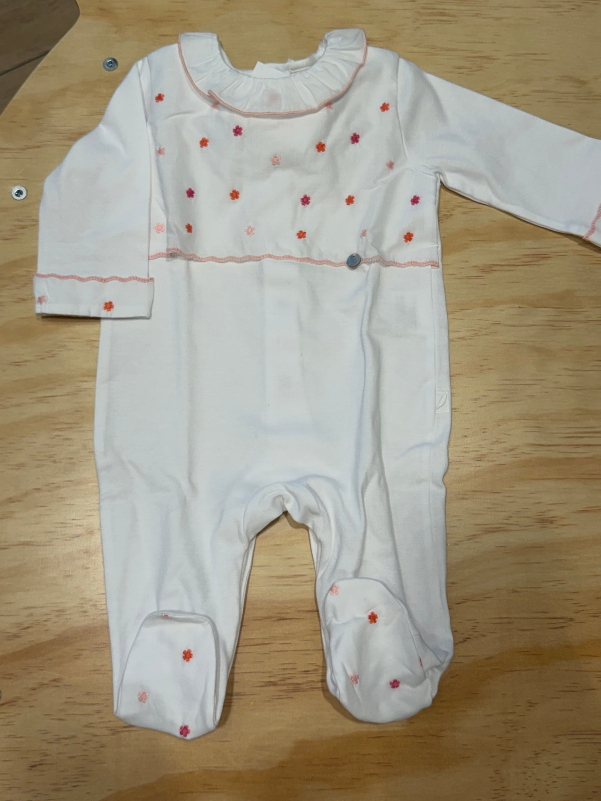 Tutina in cotone con fiori rosa ed arancio