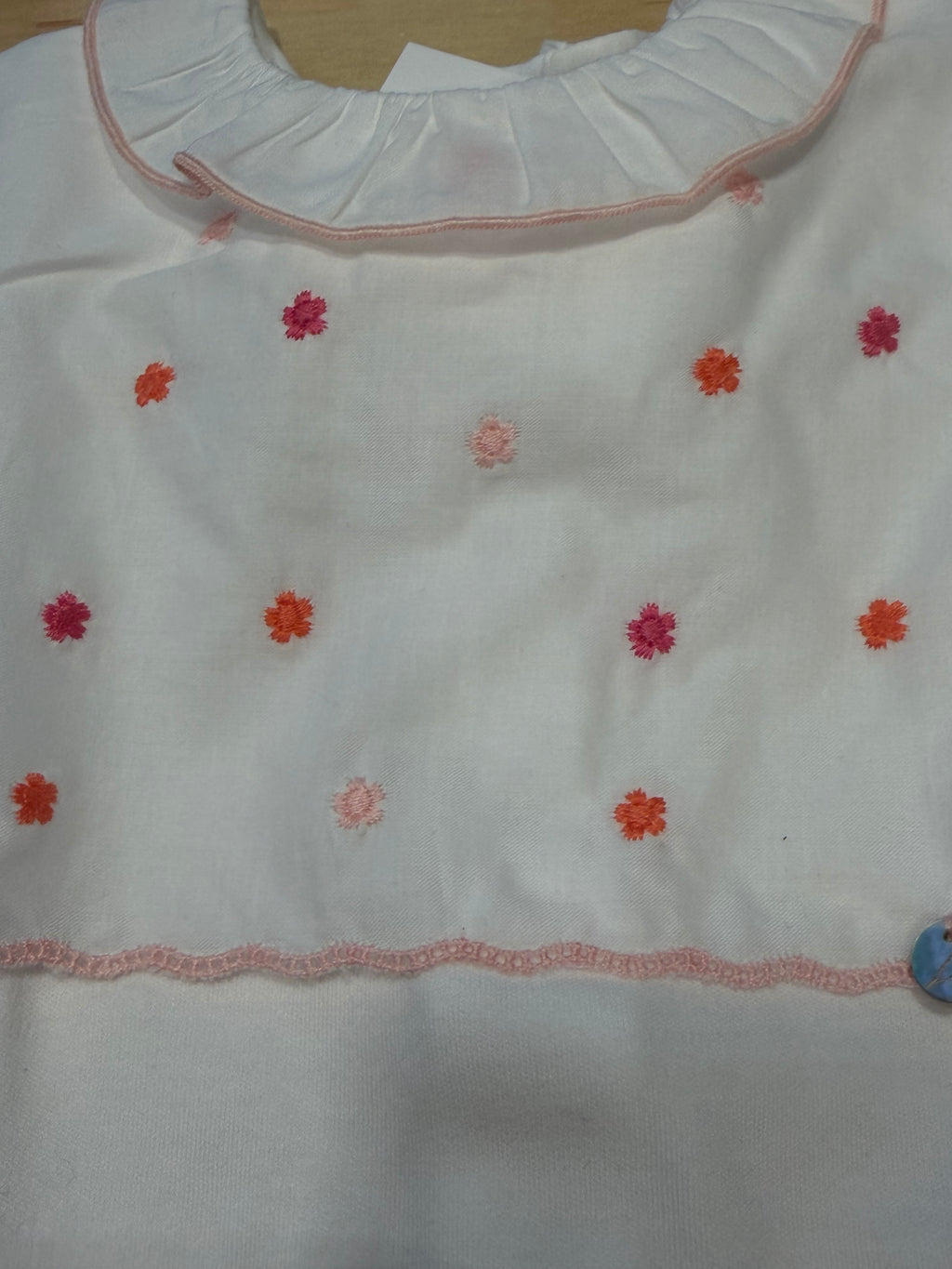 Tutina in cotone con fiori rosa ed arancio