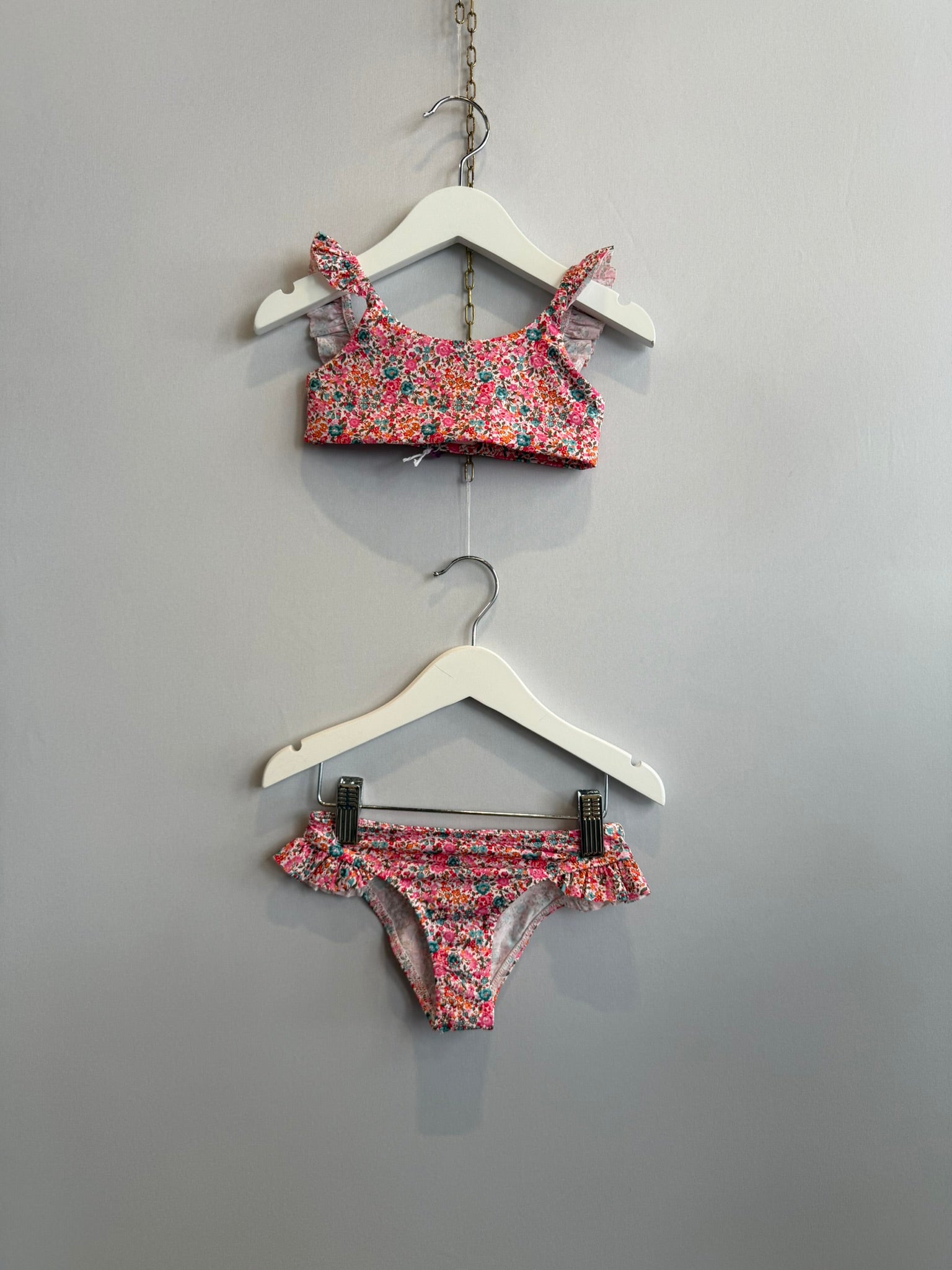 Bikini Top Rouge e Slip Girogamba in Liberty Emma Fuxia