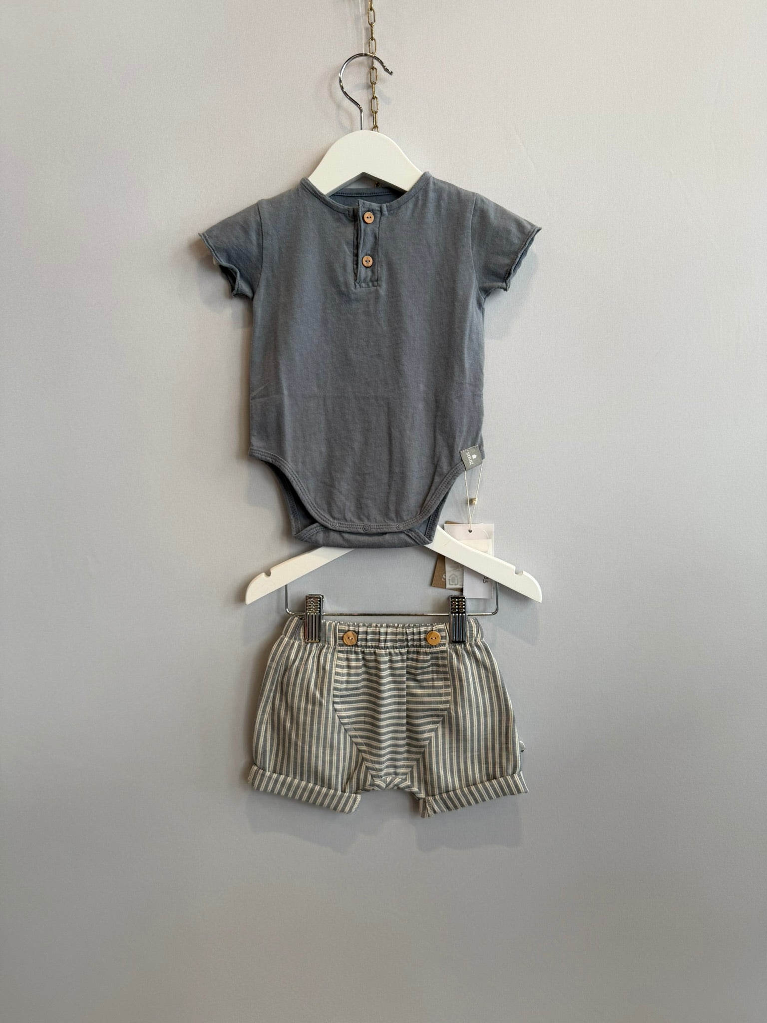 Pantaloncino Righe Panna e Blu