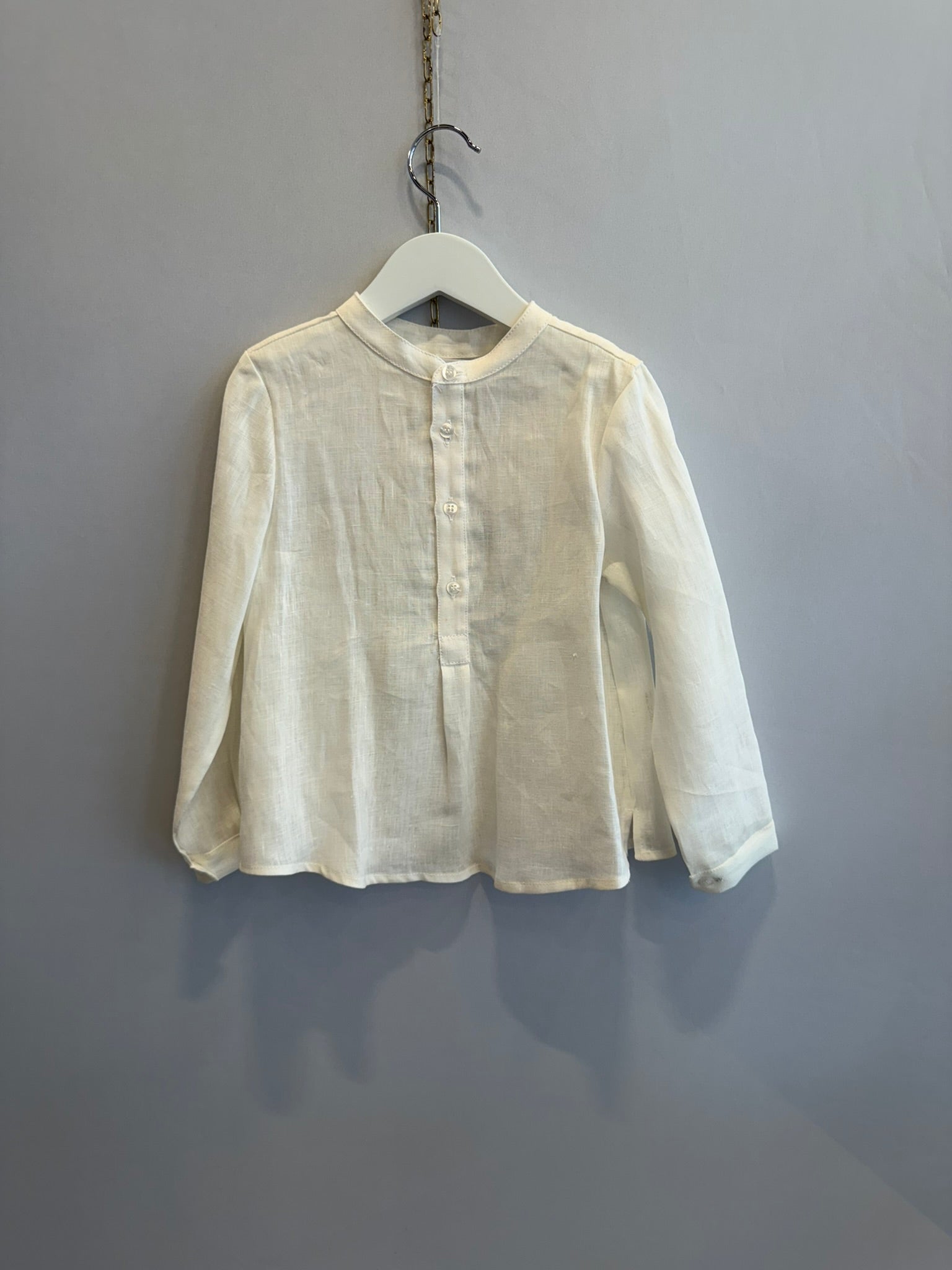 Camicia collo coreano - misto lino e cotone