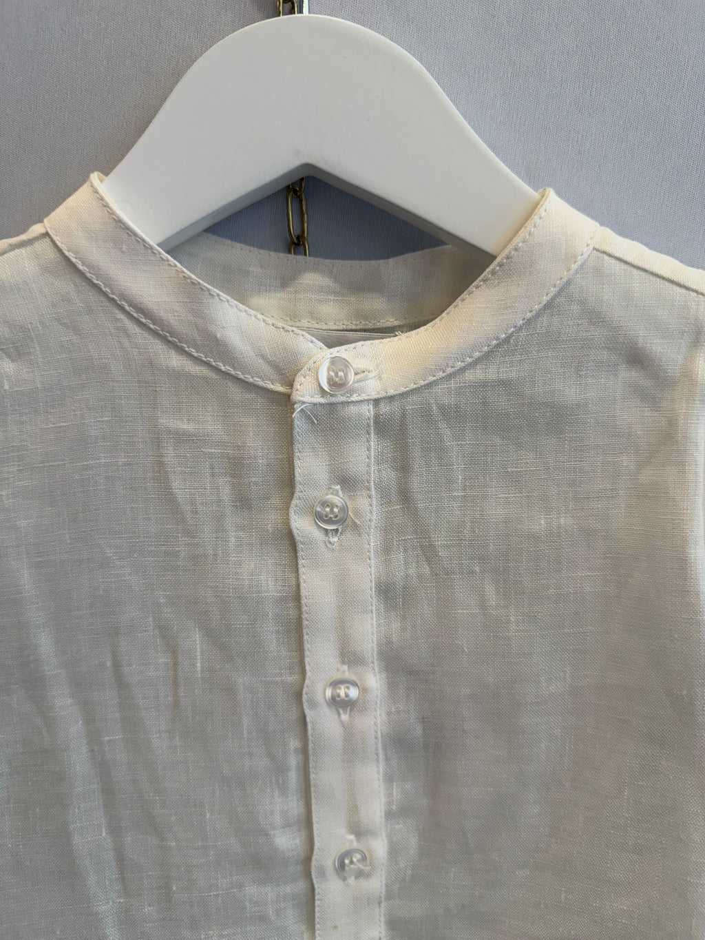Camicia collo coreano - misto lino e cotone