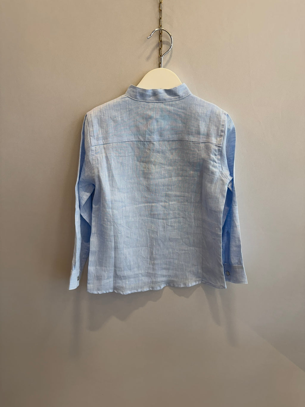 Camicia in lino azzurra collo coreano
