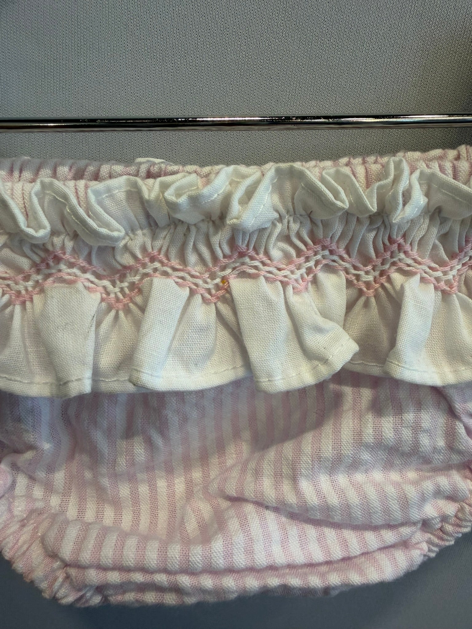 slip in cotone con ricamo a mano - rosa chiaro e bianco