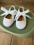 Ballerine in lino e cotone con fiocchetto - color bianco