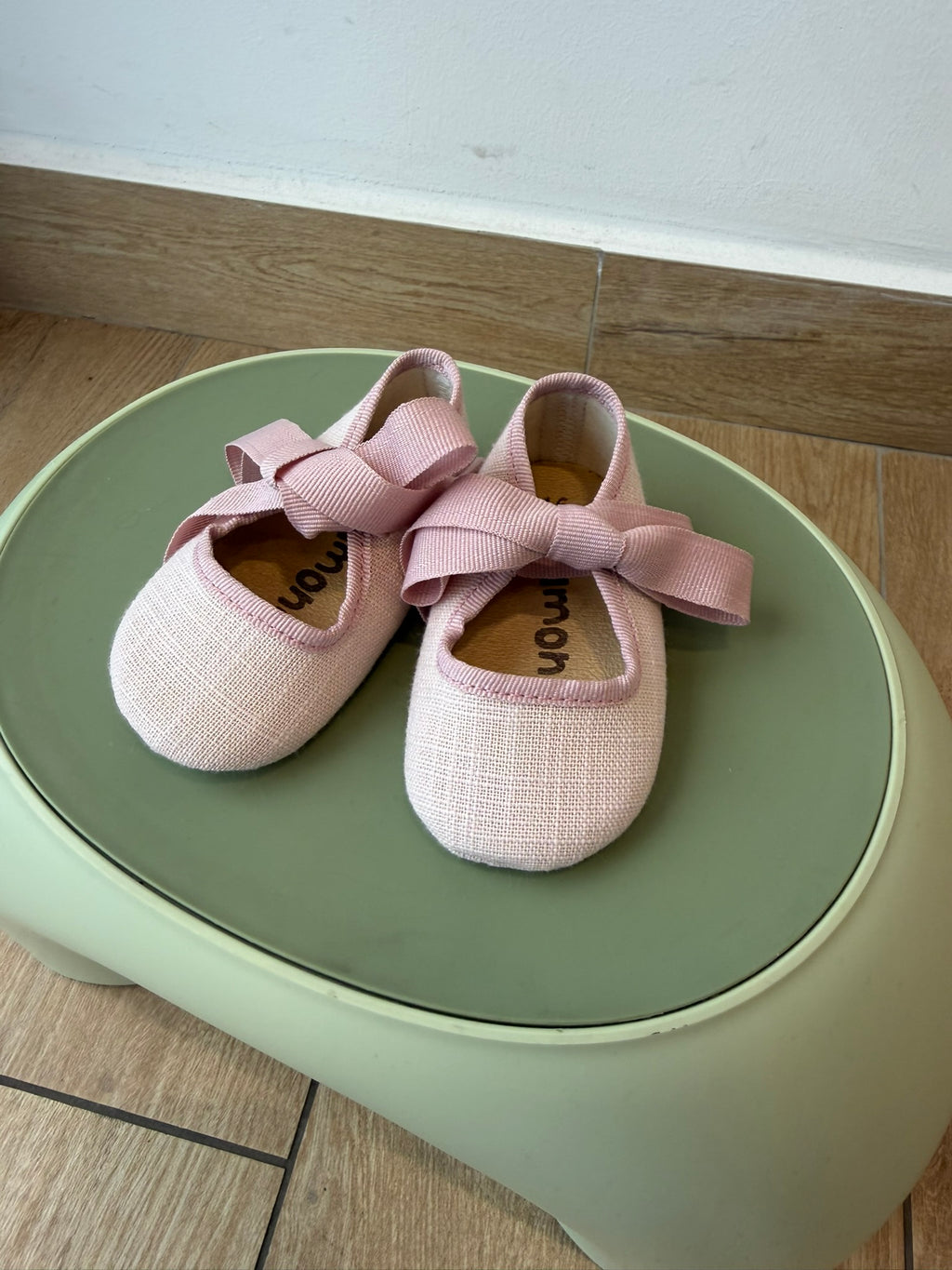 Ballerine in lino e cotone con fiocchetto - color rosa
