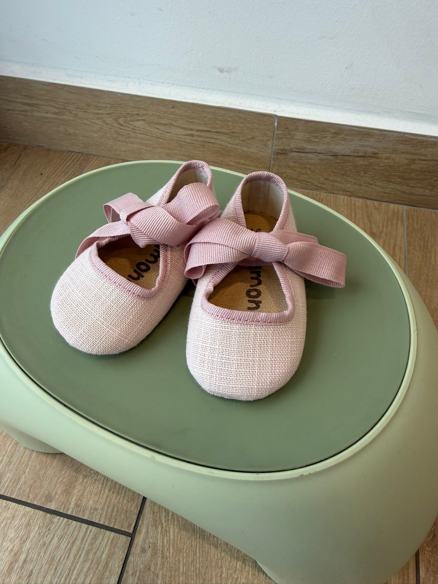 Ballerine in lino e cotone con fiocchetto - color rosa