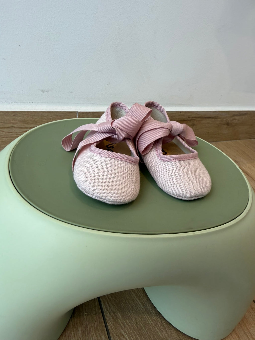 Ballerine in lino e cotone con fiocchetto - color rosa